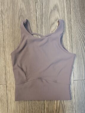 Mauve Ribbed Cropped Tank Top